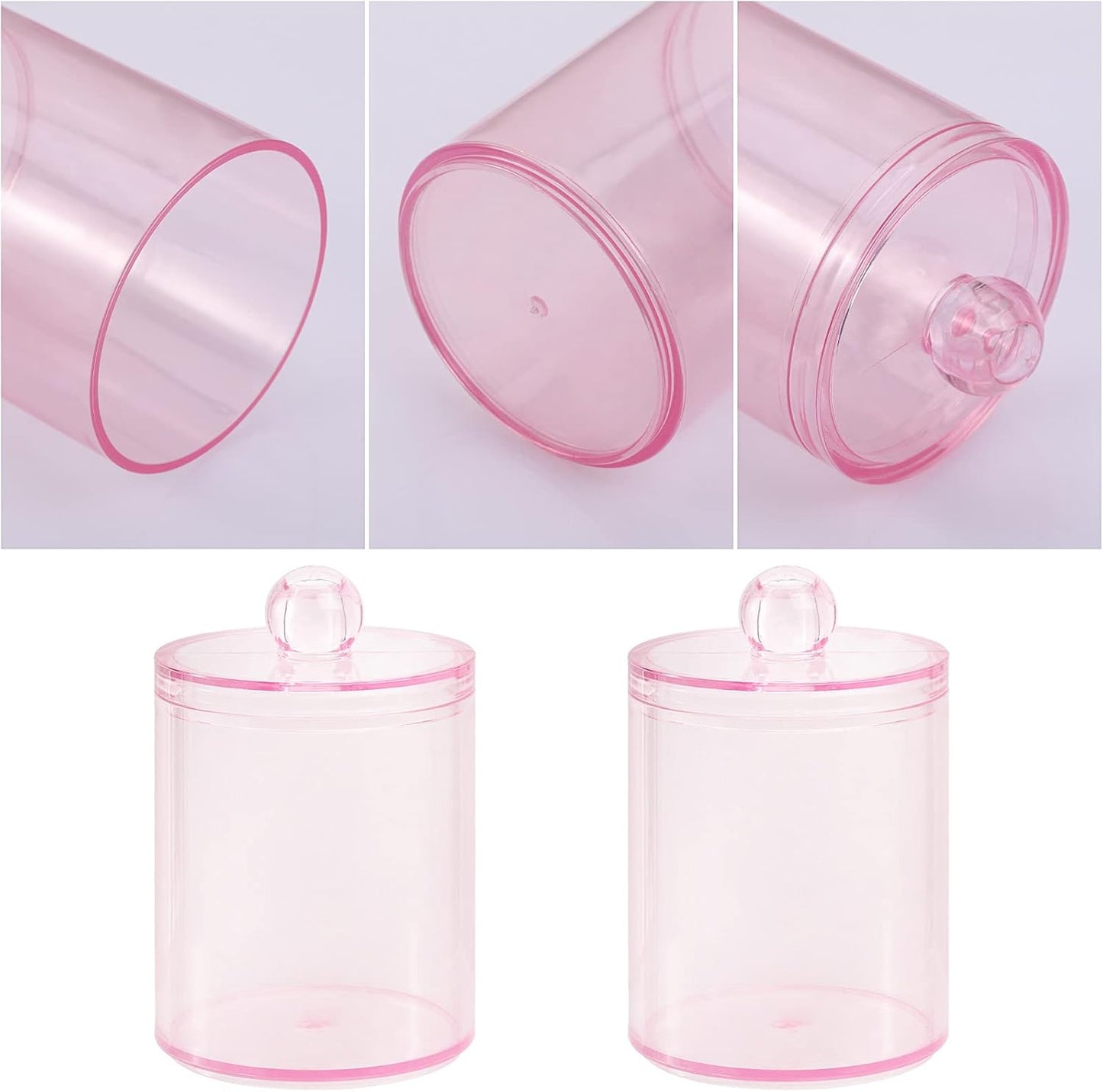 Tbestmax Qtip Holder - Stylish Pink Bathroom Canisters for Cotton Ball & Swab Storage | 10-Ounce 2-Pack