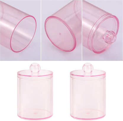 Tbestmax Qtip Holder - Stylish Pink Bathroom Canisters for Cotton Ball & Swab Storage | 10-Ounce 2-Pack