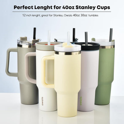 Stanley 6-Pack Replacement Straws - 12-Inch Clear Reusable Plastic Straws for 40 oz & 30 oz Tumblers | Dishwasher Safe & BPA-Free