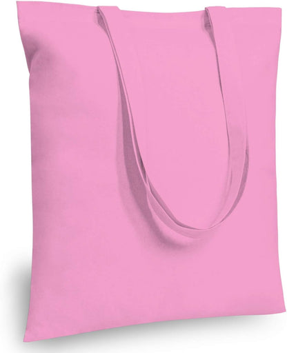 TOPDesign 16"x15" Baby Pink Cotton Tote Bags - 6-Pack Lightweight Reusable Grocery Bags for DIY & Gifts
