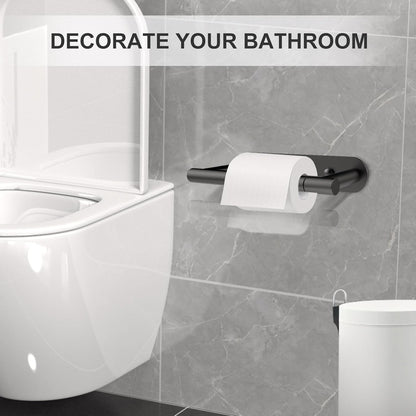 SetSail Toilet Paper Holder - Matte Black Adhesive or Screw-In Wall Mount | Stainless Steel Bathroom Accessory
