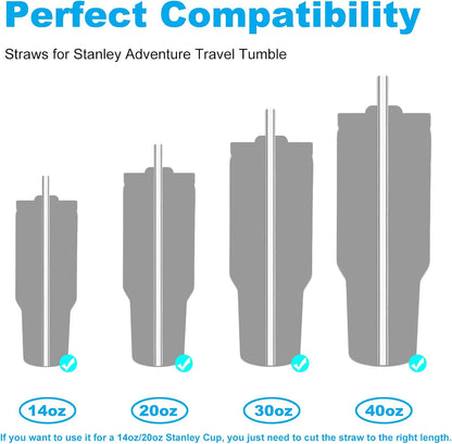 Stanley Adventure Quencher Replacement Straws - 6 Pack Reusable Straws with Cleaning Brush for 40 oz & 30 oz Tumblers