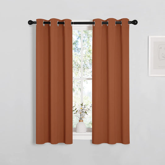 NICETOWN Burnt Orange Blackout Curtains - Thermal Insulated Grommet Drapes for Living Room (1 Pair, 29x45")