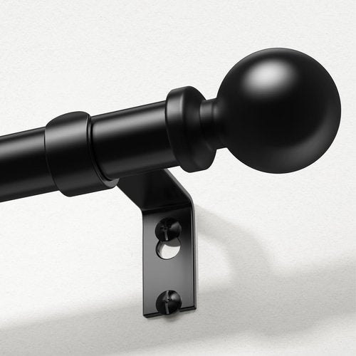 Wolistsa Curtain Rods 48 to 84 Inch, Black 1 Inch Adjustable Heavy Duty Curtain Rods for Windows, Decorative Modern Window Treatment Rod, Telescopic Splicing Metal Drapery Pole, Easy Installation