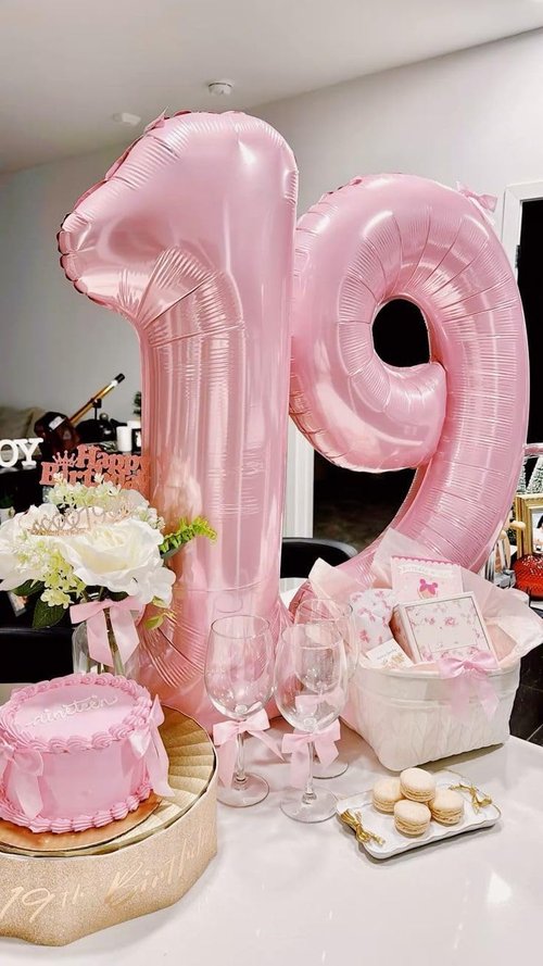 **Skiennix 40-Inch Pastel Pink Number 19 Balloons - Elegant Birthday & Party Decorations**