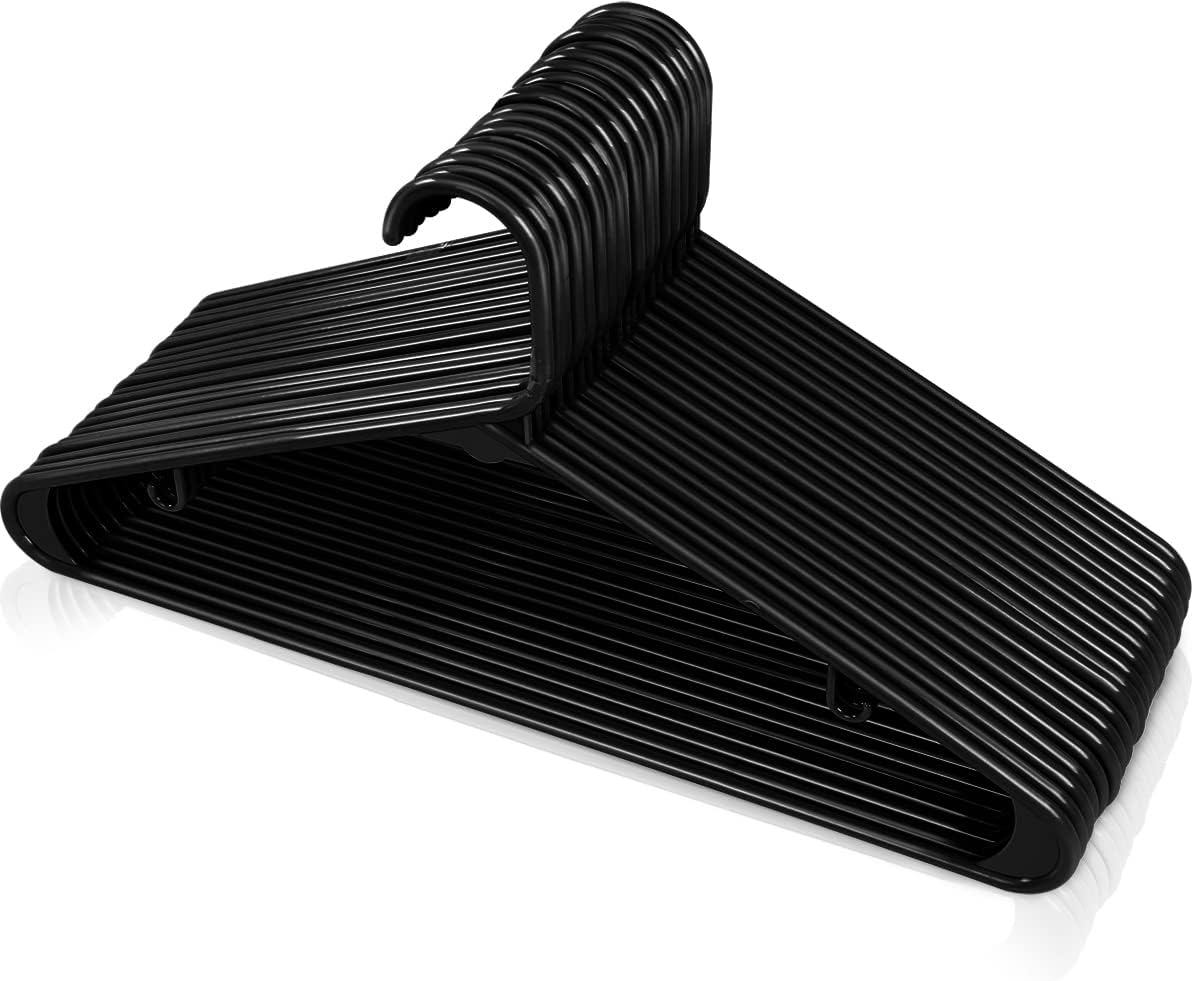 Utopia Home Plastic Hangers - Durable Space-Saving Closet Organizers | 100 Pack in Black for Shirts, Pants & Coats