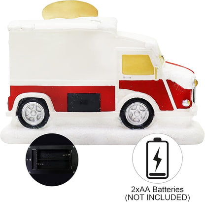 Moments In Time Christmas Village - Lighted LED Food Truck Scene | Hand-Painted Holiday Tabletop Décor