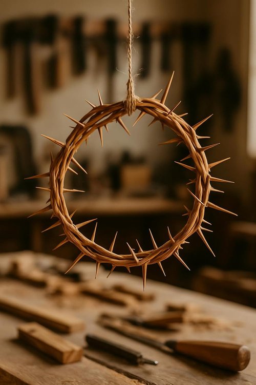 Jerusalem Authentic Biblical Crown of Thorns - Lifesize with Box & Zuluf Certificate | Religious Easter Décor & Christmas Wall Art
