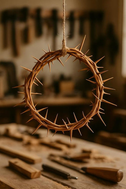 Jerusalem Authentic Biblical Crown of Thorns - Lifesize with Box & Zuluf Certificate | Religious Easter Décor & Christmas Wall Art