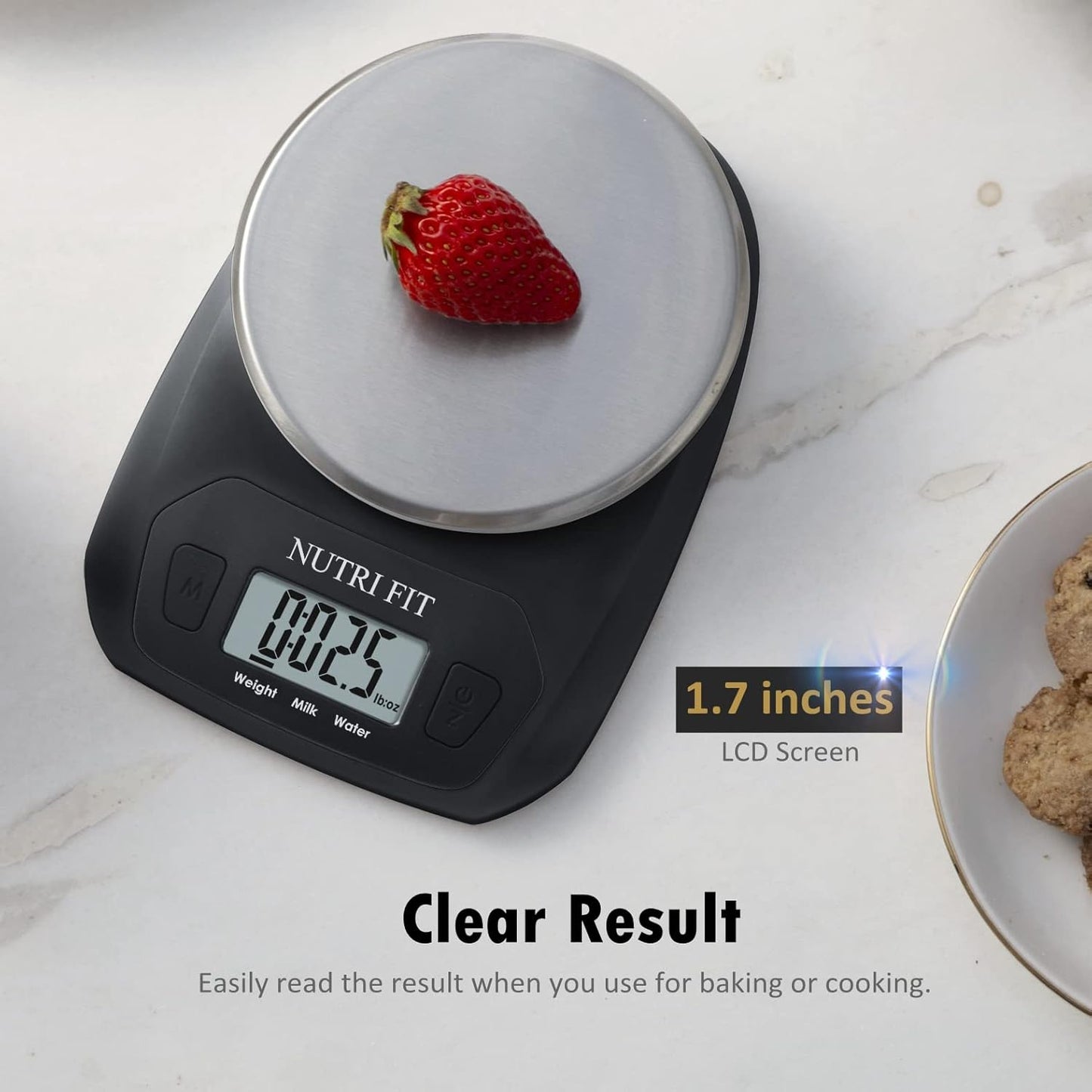 NUTRI FIT Digital Food Scale - Accurate Weight Measurement in Grams & OZ | Stainless Steel, Black Finish