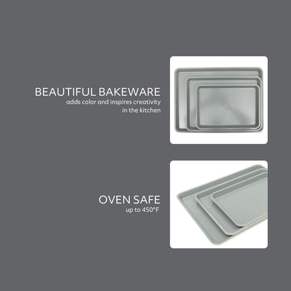 Sur La Table Cookie Sheet Set - Nonstick Carbon Steel Baking Pans (13, 15, 18 Inch) - Grey Easy-Clean Trays for Cookies & Roasting