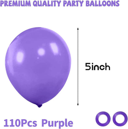 Purple Balloons - 110 Pcs Mini 5-Inch Thick Latex Party Balloons for Birthday & Baby Shower Decor