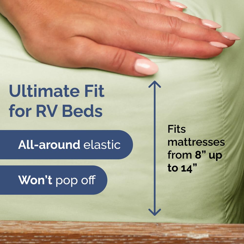 Short Queen Size 4 Piece Sheet Set - RV Short Queen, Soft, Breathable & Cooling Bed Sheets Set with Deep Pockets - Hotel Luxury Bedding for Women, Men, Kids, Teens, Boys and Girls - Light Sage Green