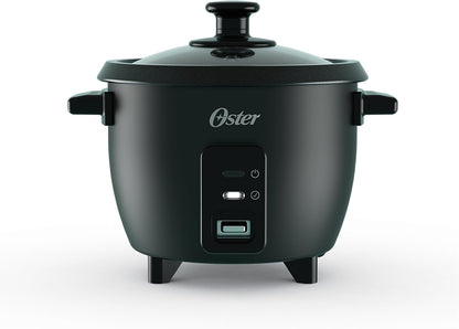 Oster Rice Cooker - 6-Cup Electric Rice Maker with Steamer Tray & Nonstick Pot | Black Finish