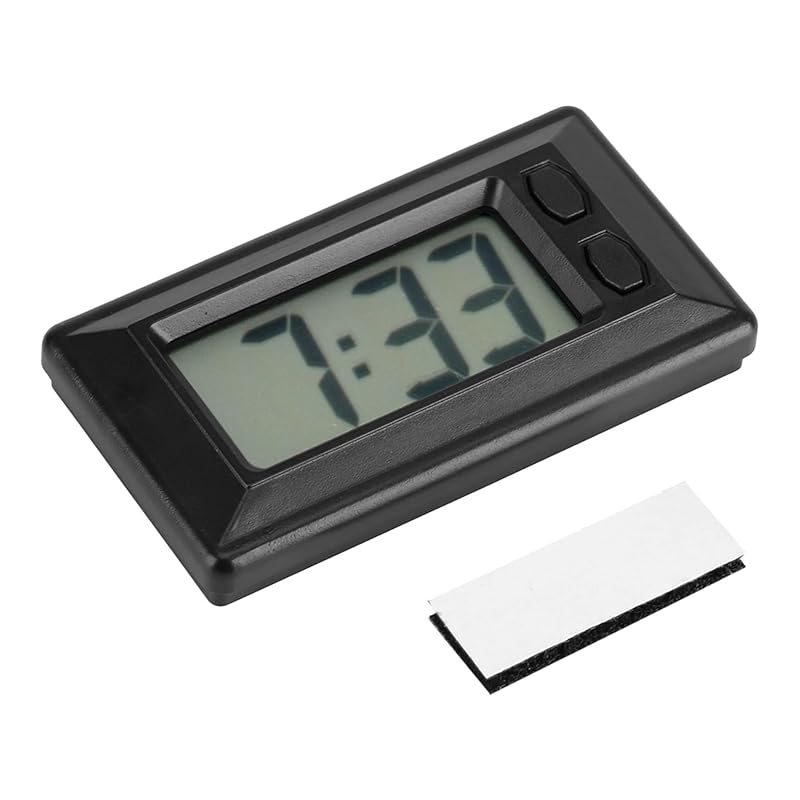LCD Digital Clock with Time, Date & Calendar Display — Desk & Car Mount