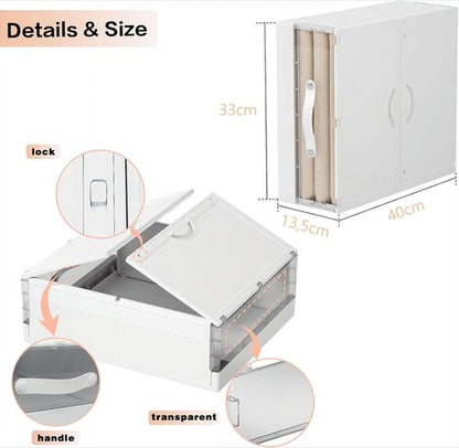 GUDEMAY Bed Sheet Organizers and Storage, Foldable Closet Organizer with Handle, Plastic Bedding Storage Box Container for Blanket, Duvet Cover Set, Bed Sheet Set (white-4pack)