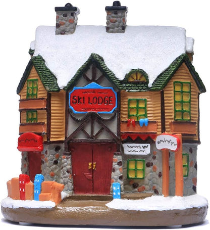 Regine Switzerland Christmas Village House - Lighted Winter Ski Lodge Scene Decoration