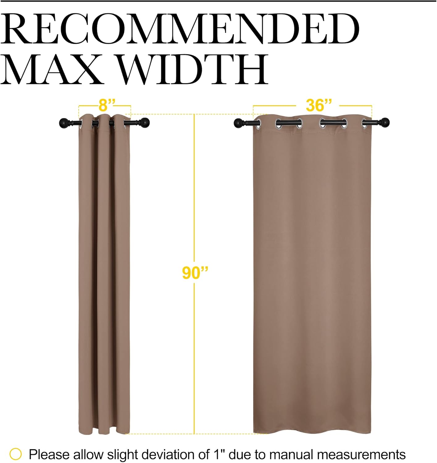 NICETOWN Light Reducing Grommet Curtains - Soft Triple Woven Drapes for Living Room | 2 Panels, W42 x L90, Cappuccino