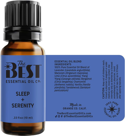 Sleep + Serenity Essential Oil Blend by The Best - 100% Pure & Natural Aromatherapy | 10 ml (.33 fl oz)
