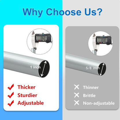 Byondeth Adjustable Curtain Rods - 16 to 120 Inches, 1 Inch Diameter, Silver Gray with Aluminum End Caps