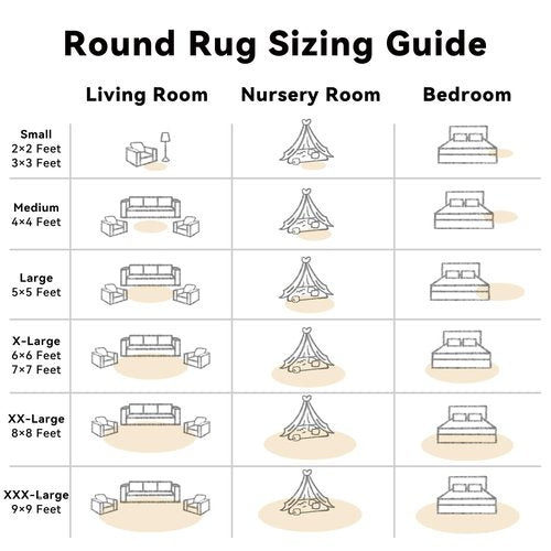 OLANLY Cream Round Rugs for Bedroom - Machine Washable, 3 ft Circle Area Rugs for Living Room, Soft and Fluffy Shaggy Carpet for Teen Girl and Boys, Nursery Rooms, Dorms, Home Decor Aesthetic