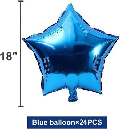 Blue Star Foil Balloons by [Brand Name] - 24 Pcs Mylar Balloons for Baby Showers & Gender Reveals