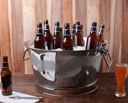 Sol Living Insulated Beverage Tub Large Ice Bucket with Handles Double Wall Stainless Steel Ice Bucket and Cooler for Wine, Drinks, Bar, Party, and Gift Beverage Cooler for Indoor and Outdoor Parties