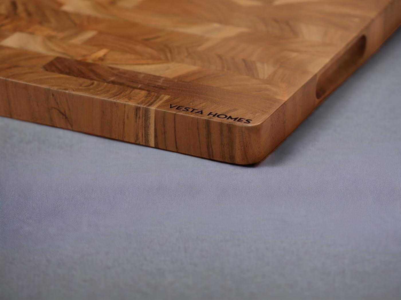 Vesta Homes Large Wooden End Grain Cutting Board | 18 * 12 Inches | Chopping, Serving Board/Block for Kitchen Vegetables, Fruits, Cheese and Charcuterie | Natural Acacia Wood | Handcrafted