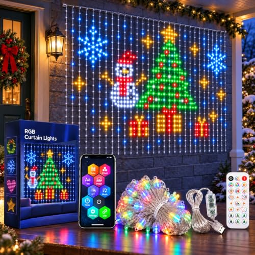 Smart LED Curtain Lights Christmas 5.24x5.24 ft - 256 LEDs, 5 Dynamic Modes