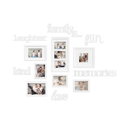 Jerry & Maggie - Photo Frame | Plaque College Frame - White Wall Decoration Combination - Bronze PVC Picture Frame Selfie Gallery Collage With Full Size Hanging Template & Wall Mounting Design