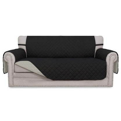 Easy-Going Sofa Slipcover Reversible Loveseat Sofa Cover Couch Cover for 2 Cushion Couch Furniture Protector with Elastic Straps for Pets Kids Dog Cat (Oversized Loveseat, Black/Beige)