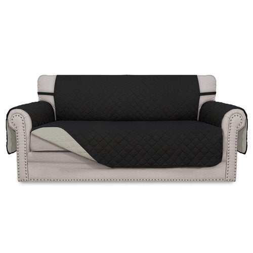 Easy-Going Sofa Slipcover Reversible Loveseat Sofa Cover Couch Cover for 2 Cushion Couch Furniture Protector with Elastic Straps for Pets Kids Dog Cat (Oversized Loveseat, Black/Beige)