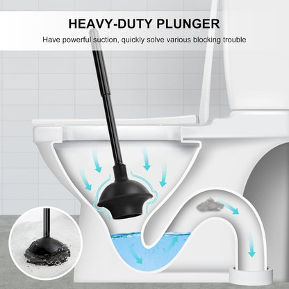 SetSail Toilet Brush and Plunger Set - Heavy Duty Bathroom Cleaning Tools | Black Semi-Hidden Design