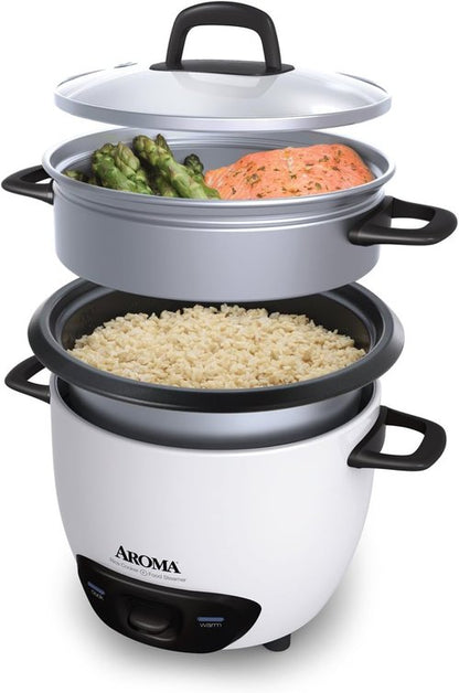 Aroma Housewares 14-Cup Rice Cooker & Food Steamer - Versatile Cooking in White (ARC-747-1NG)