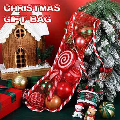 Christmas Mesh Stockings Set - Candy Cane Design, 17 Inch, 10 Pack - Holiday Home Decor