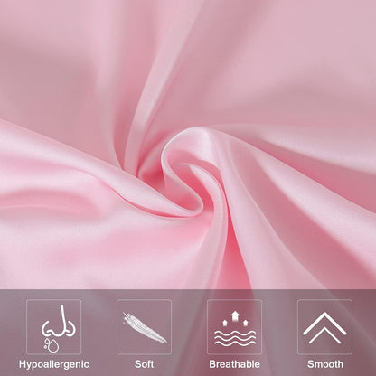 Mulberry Silk Pillowcase - Toddler Size Kids Silk Pillow Cover with Hidden Zipper | Allergen-Proof, Soft & Breathable - Pink