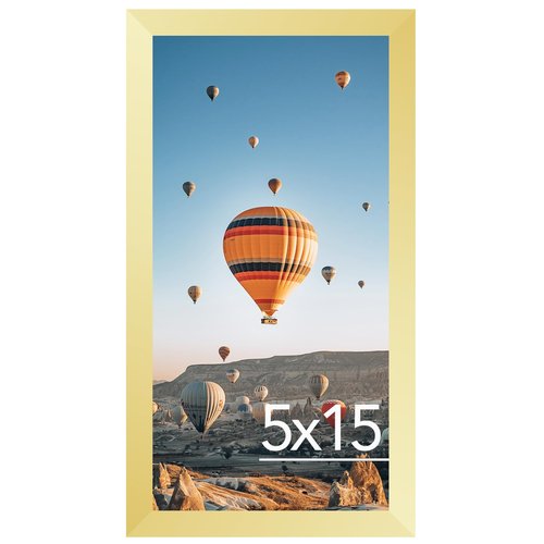 JCJMY 5x15 Picture Frame Gold for Wall Hanging, Wall Mounting Horizontally or Vertically, 5 x 15 Wall Gallery Poster Photo Frame with Shatter Resistant Plexiglass, Gold