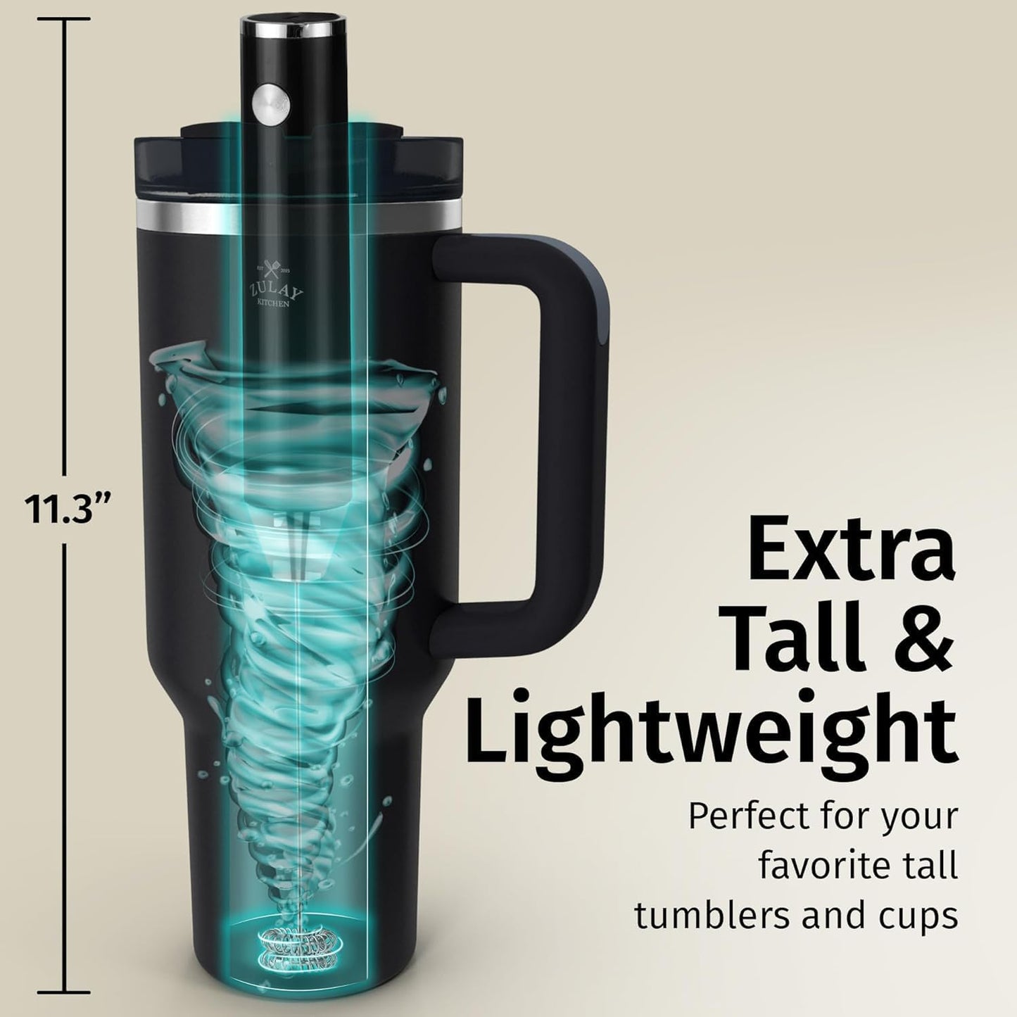 Zulay Kitchen Rechargeable Milk Frother - Powerful 2-Speed Motor, Waterproof, 2000mAh Battery | Pure Silver Drink Mixer for Lattes, Cappuccinos, Matcha & Protein Powder