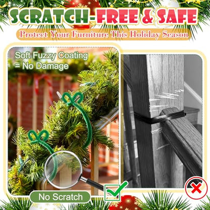 200PCS Green Fuzzy Chenille Garland Ties for Christmas & Holiday Decor