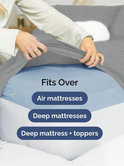 Extra Deep Split King Fitted Sheet - Hotel Luxury Single Fitted Sheet Only - Easily Fits 18 to 24 inch Mattress - Ultra Soft, Wrinkle Free w/Extra Deep Pockets - Breathable & Comfy - Heathered Grey