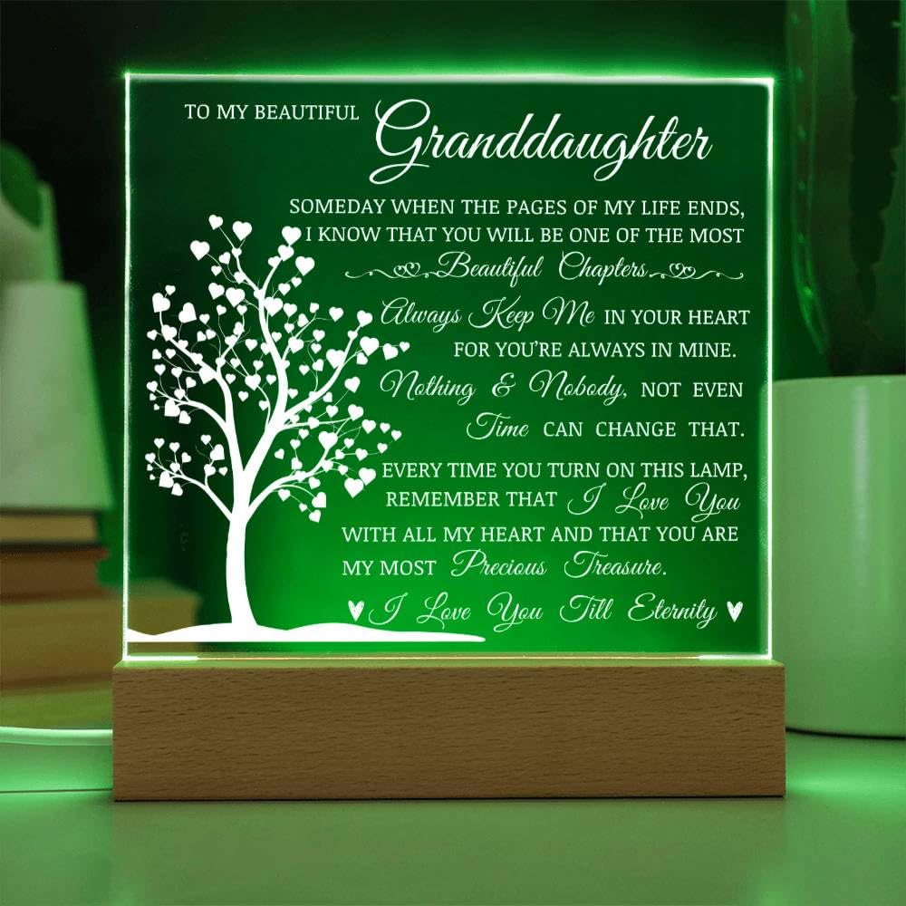 To My Beautiful Granddaughter, You Are My Most Precious Treasure, Acrylic Plaque with Decorative Light, Heartwarming Gift for Granddaughter, Gift from Grandma or Grandpa, Birthday Christmas Gift Idea