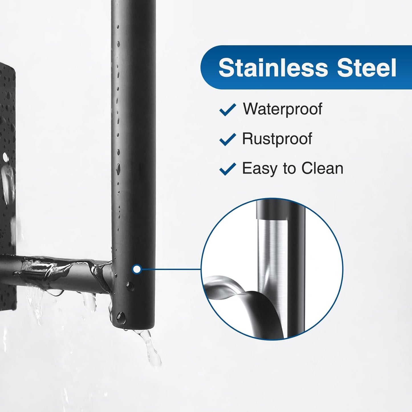 Regine Switzerland Paper Towel Holder - Matte Black Wall-Mounted Rack | Self-Adhesive or Drilling, SUS304 Stainless Steel