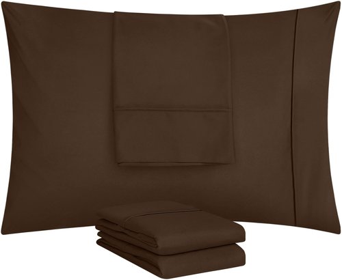 Utopia Bedding Standard Pillow Cases - 4 Pack - Envelope Closure - Soft Brushed Microfiber Fabric - Shrinkage and Fade Resistant Pillow Covers Standard Size 20 X 26 Inches (Standard, Brown)