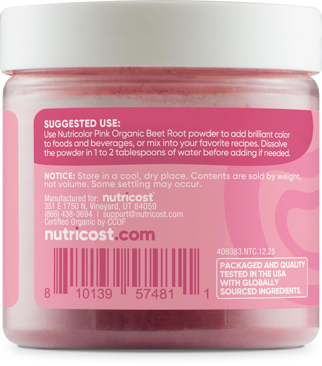 Nutricost Pink Plant-Based Food Coloring - Organic Beet Root Powder, 60 Servings | Natural Color Alternative for Food & Beverages