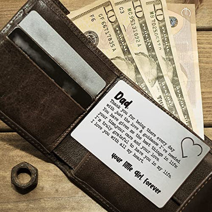 Anniversary Card for Him Dad Wallet Insert - Romantic Engraved Metal Gift - Dad3