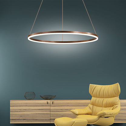 LightInTheBox Modern LED Ring Chandelier, 23.6" Halo Pendant Light Fixture Circle Minimalist Dimmable Hanging Light Metal Acrylic for Living Room Dinning Room Bedroom (Coffee)