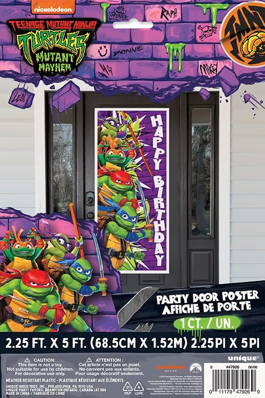 Teenage Mutant Ninja Turtles Birthday Door Poster - 27" x 60" | Vibrant Party Decoration for Kids