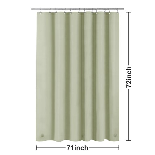 Sage Green Plastic Shower Curtain Liner - Premium PEVA Shower Liner BPA & PVC Free, No Chemical Smell, Lightweight Green Bath Curtain with 3 Magnets for Bathroom, 12 Metal Grommets - Sage