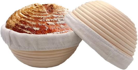 Skiennix 7-Inch Round Banneton Basket - Perfect for Bread Proofing | Includes Removable Liner, 2 Pack