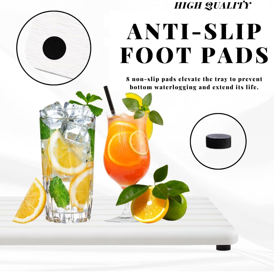 Skiennix Fast-Dry Diatomite Sink Tray Set - Ultra-Absorbent Soap Holder & Coaster | 8.3x4 Inches (White)